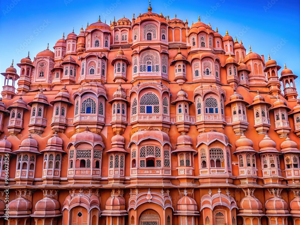 The stunning Hawa Mahal in Jaipur features an intricate pink facade and a unique architectural design, captivating visitors with its mesmerizing beauty and historical significance. The stunning Hawa Mahal in Jaipur features an intricate pink facade and a unique architectural design, captivating visitors with its mesmerizing beauty and historical significance.