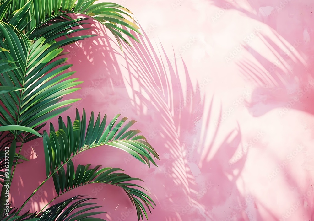 Palm Leaf Shadow On Pink Wall