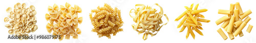 Panel kuchenny z motywem Various pasta types are displayed, showcasing the diversity and textures of this popular food. isolated on a transparent background