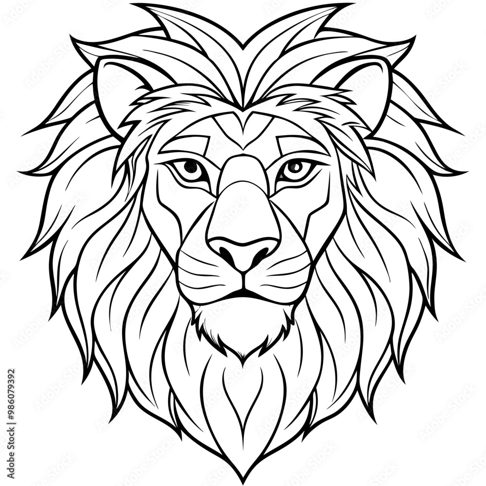 Lion Face Line Art Bold Angles and Smooth Curves in Vector Design Lion Face Line Art Bold Angles and Smooth Curves in Vector Design