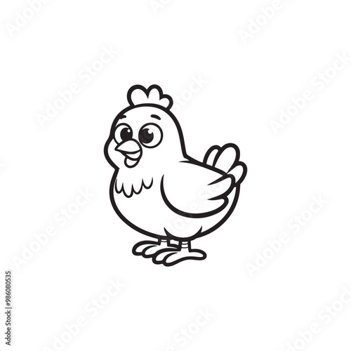 Cute Poultry Farm Animal Baby Chicken Vector Art on White Background.