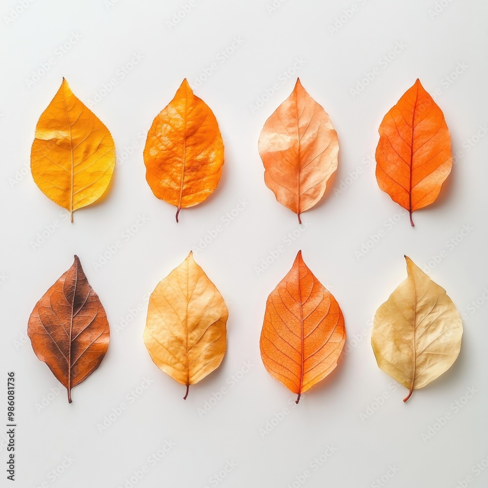 Fototapeta premium Autumn Leaves Collection: Overhead View of Vibrant Crumpled Fall Foliage for Seasonal Design