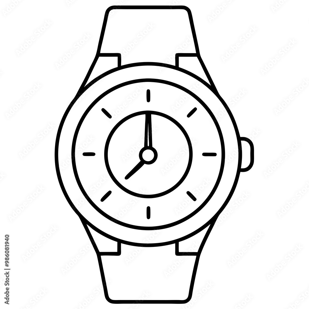 Watch Line Art Vector Illustration Watch Line Art Vector Illustration