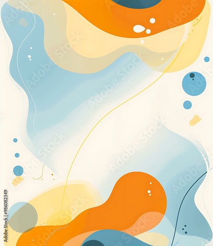 Abstract Shapes In Blue Orange And Yellow Color Palette