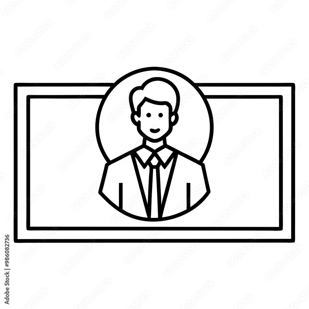 Id Card Line Art Vector Illustration Id Card Line Art Vector Illustration