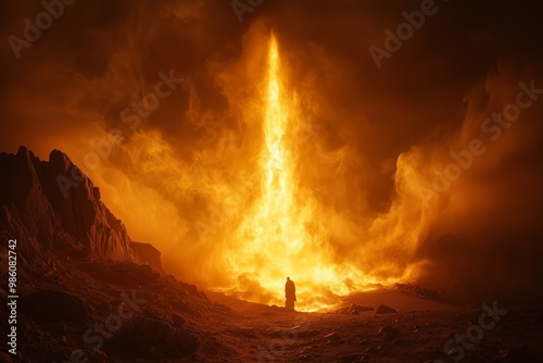 Pillar of Fire at Mount Horeb: Moses and the Divine Encounter photo