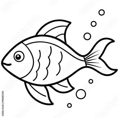 Fish Line Art Vector Illustration
