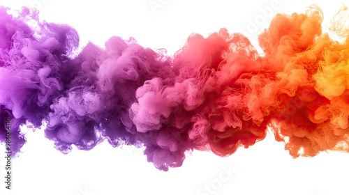 Colorful smoke swirl on white isolated background.