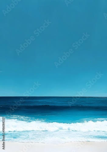 Blue Ocean Waves on a Beach with White Sand
