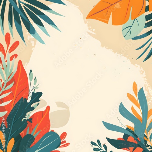 Wallpaper Mural Tropical Leaves Pattern Background Illustration Torontodigital.ca