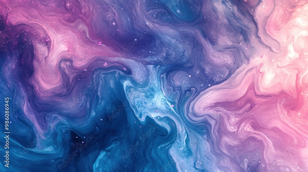 Fototapeta premium Abstract Swirling Blue And Pink Paint Background.