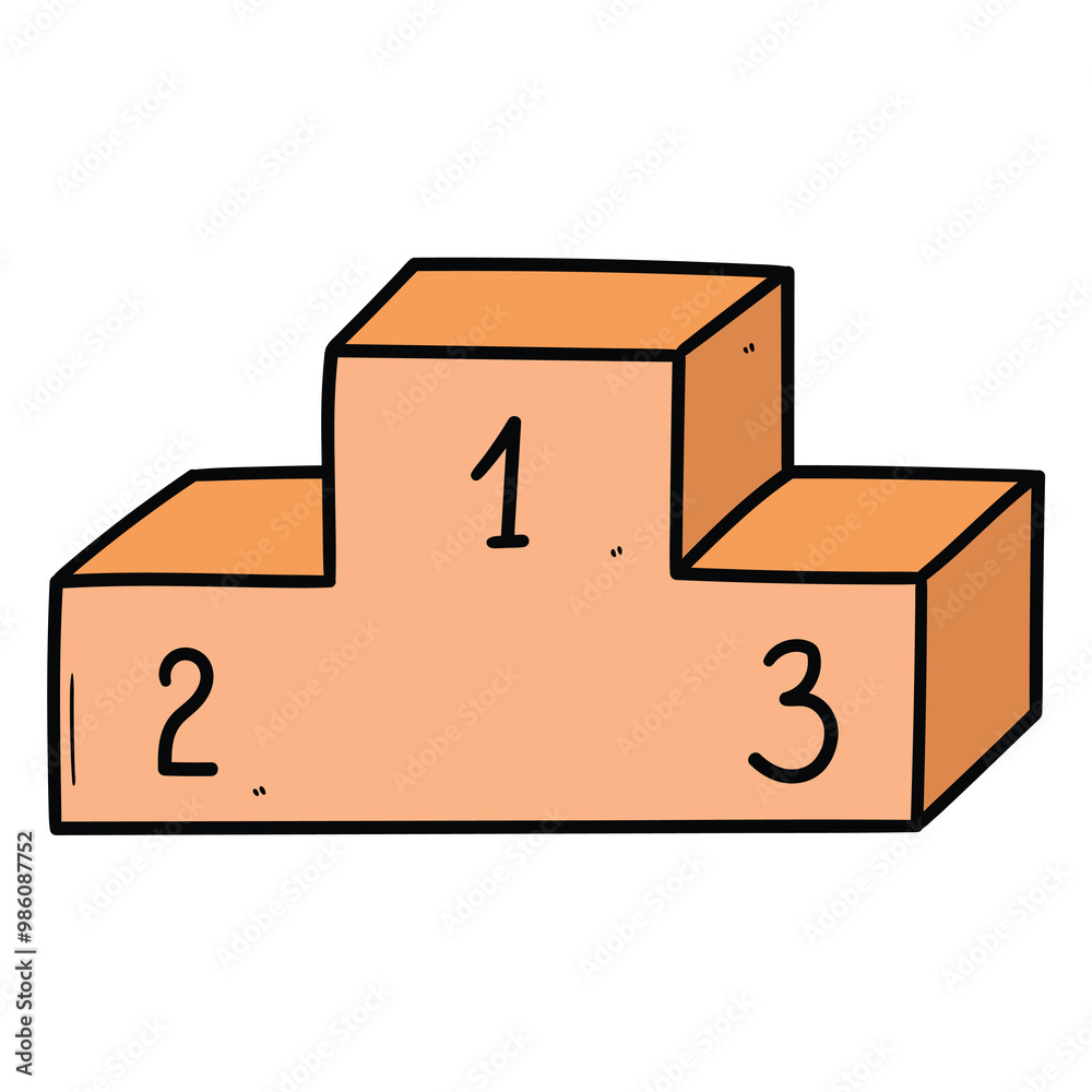 Hand drawn cartoon winners podium on white background. Hand drawn cartoon winners podium on white background.