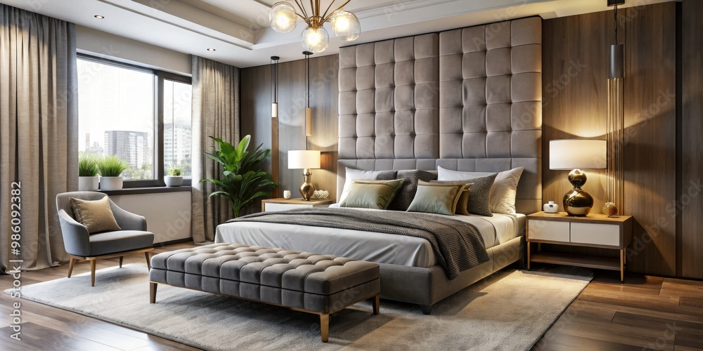 Elegant and inviting, a contemporary bedroom design combines modern beds with plush bedding, stylish headboards, and sleek nightstands to create a serene retreat. Elegant and inviting, a contemporary bedroom design combines modern beds with plush bedding, stylish headboards, and sleek nightstands to create a serene retreat.