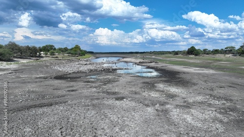 Boteti river during a very dry winter season near Chanoga, Botswana photo