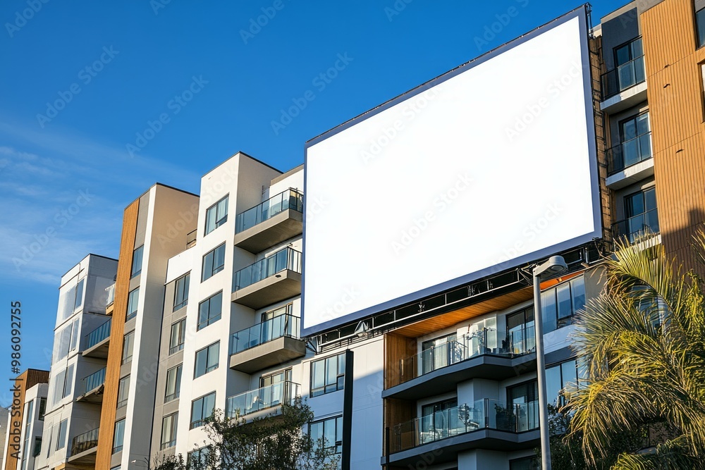 a blank billboard on a contemporary apartment complex a blank billboard on a contemporary apartment complex