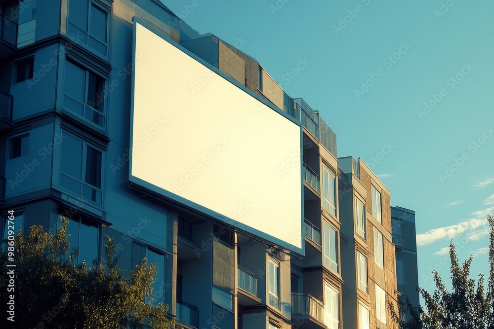 a blank billboard on a contemporary apartment complex a blank billboard on a contemporary apartment complex