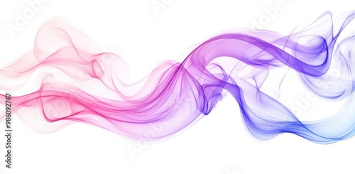 Colorful waves of smoke or airflow on a white background.