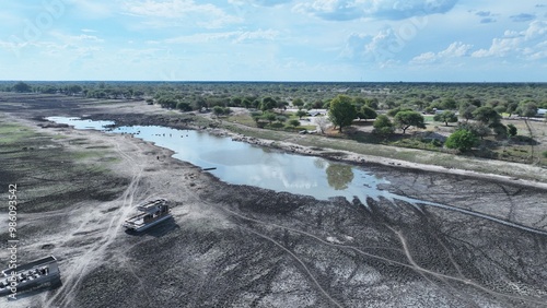 Boteti river during a very dry winter season near Chanoga, Botswana photo