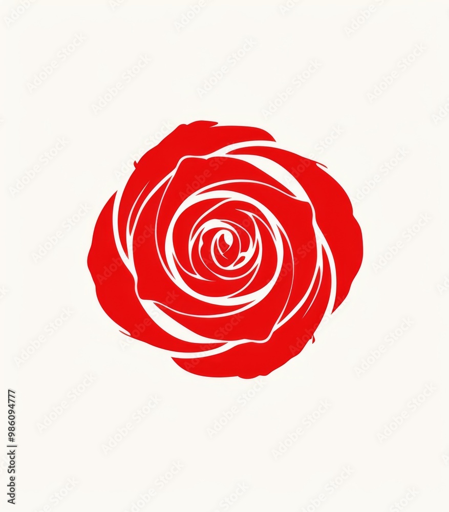 Japanese Zen Style Logo Featuring a Red Spiral Rose Flower on a White Background
Japanese Zen Style Logo Featuring a Red Spiral Rose Flower on a White Background