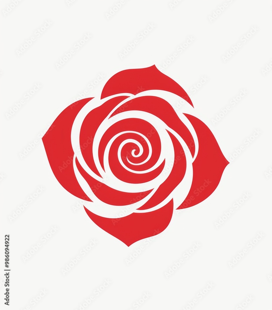 Japanese Zen Style Logo Featuring a Red Spiral Rose Flower on a White Background
Japanese Zen Style Logo Featuring a Red Spiral Rose Flower on a White Background
