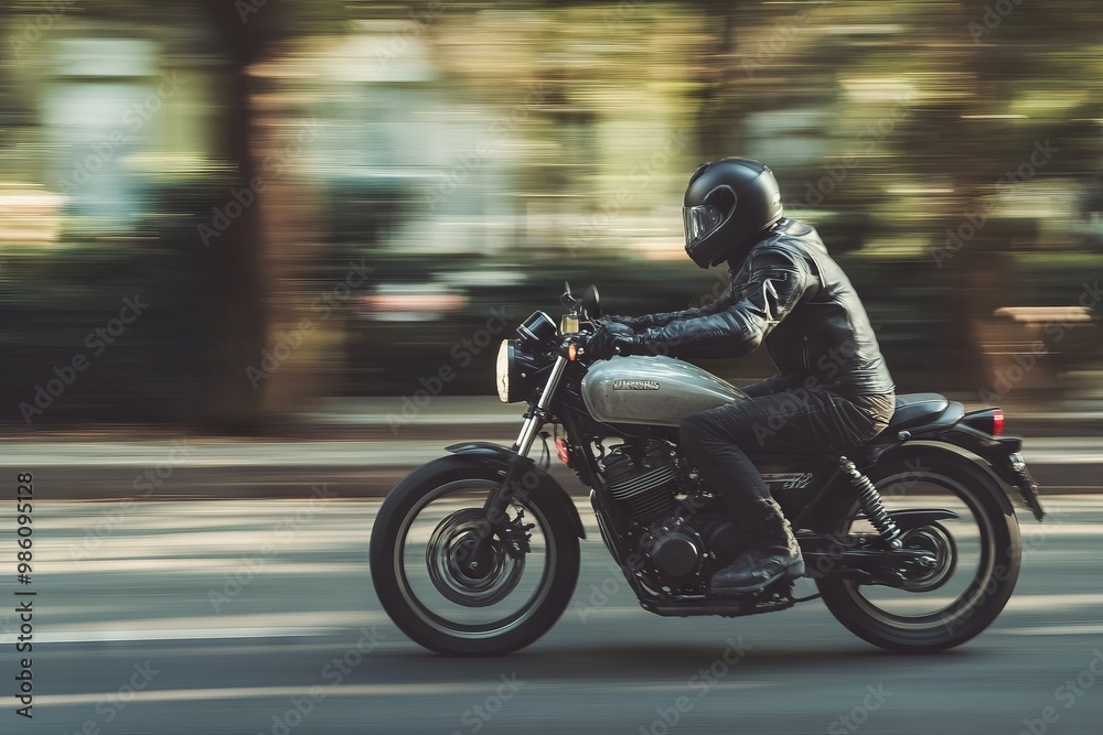 Fast Motorcycle Rider in Motion. AI generated illustration Fast Motorcycle Rider in Motion. AI generated illustration