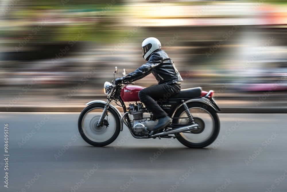 Fast Motorcycle Rider in Motion. AI generated illustration Fast Motorcycle Rider in Motion. AI generated illustration