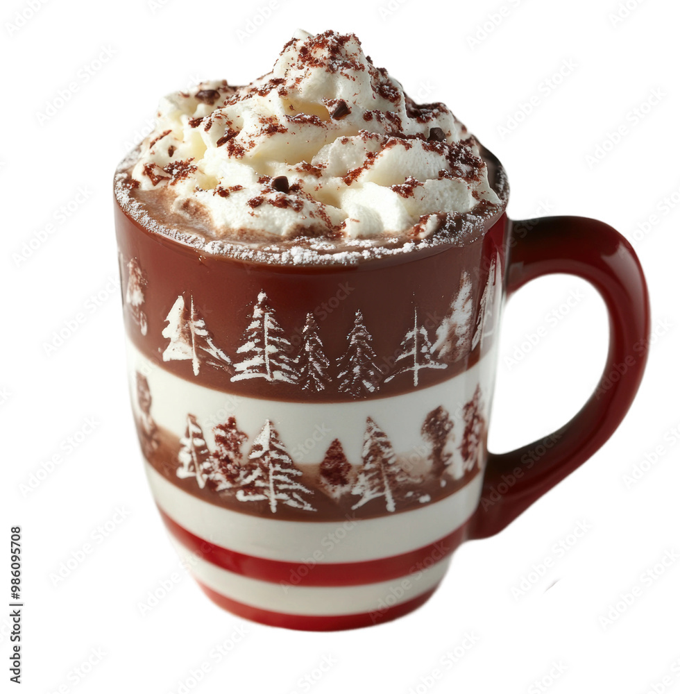 Cozy mug with hot chocolate & cream isolated on transparent background Cozy mug with hot chocolate & cream isolated on transparent background