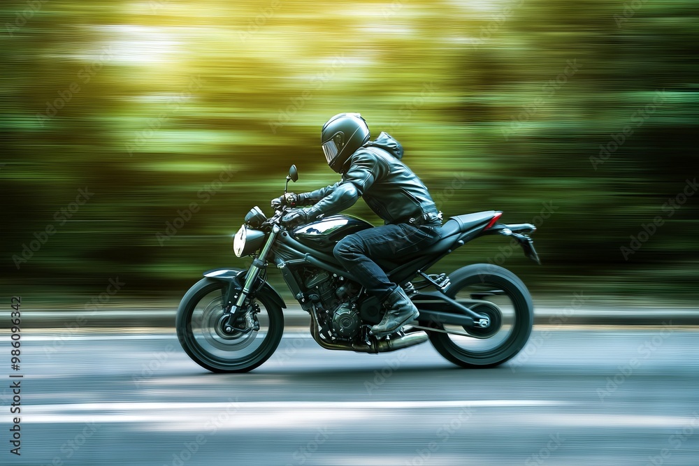 Fast Motorcycle Rider in Motion. AI generated illustration Fast Motorcycle Rider in Motion. AI generated illustration
