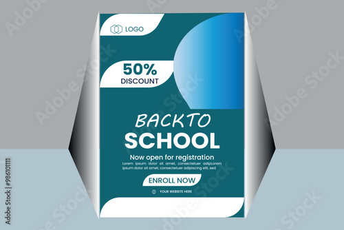 kids school admission flyer template. Flyer brochure cover template for Kids back to school education admission layout design. Creative and modern kids admission education poster, brochure layout.