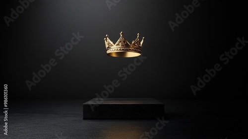 Golden Crown Floating in Dark Background