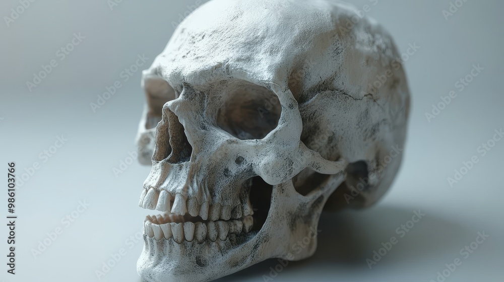 A white skull with a smile on its face A white skull with a smile on its face