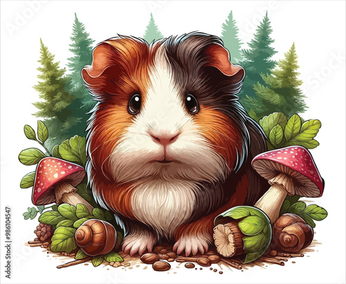 Guinea pig color on a white background