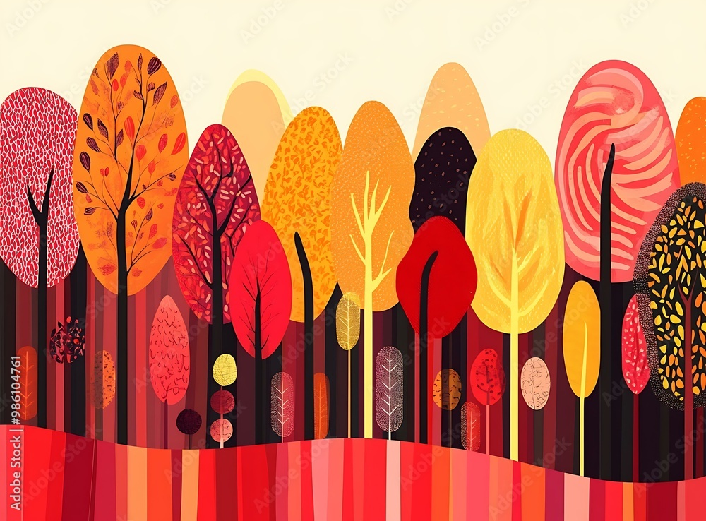 Abstract Fall Forest Art Illustration Abstract Fall Forest Art Illustration