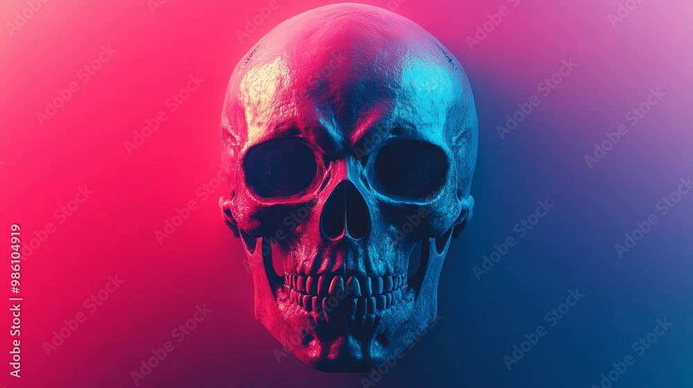 A skull with a purple and blue background A skull with a purple and blue background