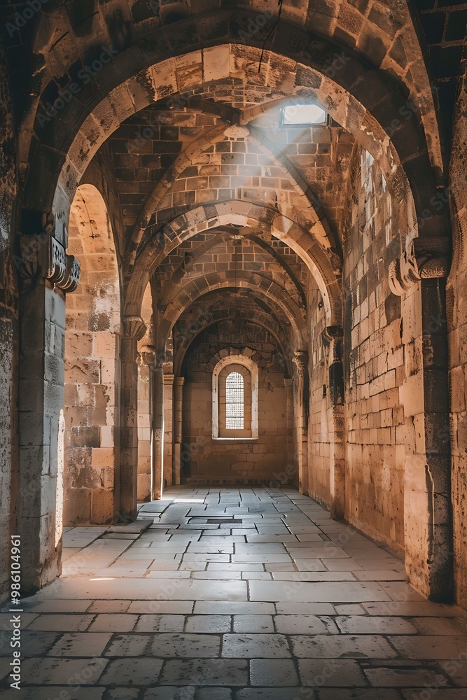 Stone Archway Hallway In Ancient Building Stone Archway Hallway In Ancient Building