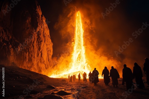 The Divine Encounter: The Pillar of Fire on Mount Horeb and Moses' Revelation photo