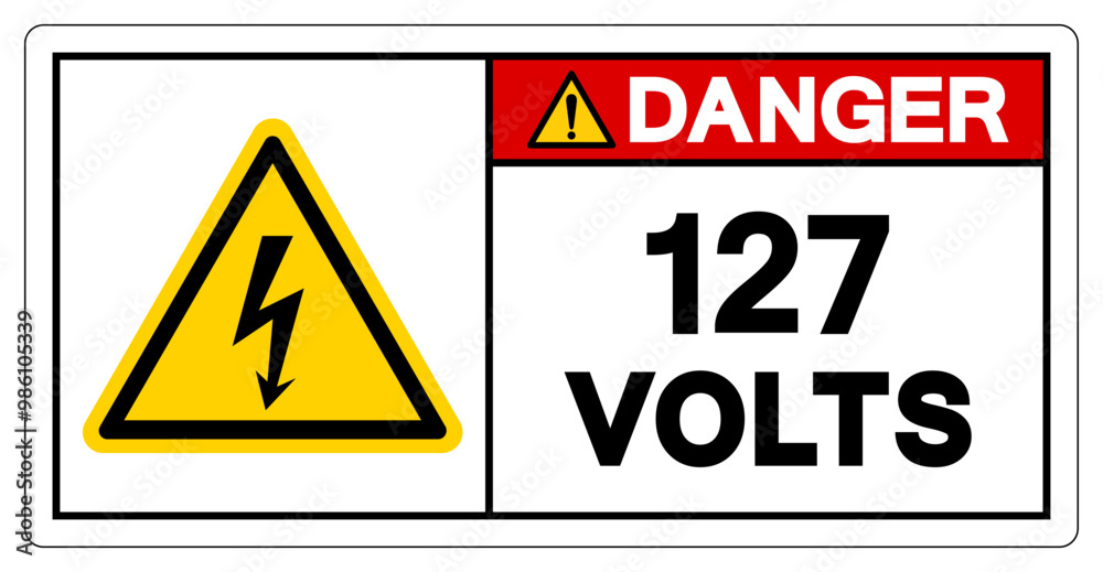 Fototapeta premium Danger 127 Volts Tag Symbol Sign,Vector Illustration, Isolate On White Background Label. EPS10