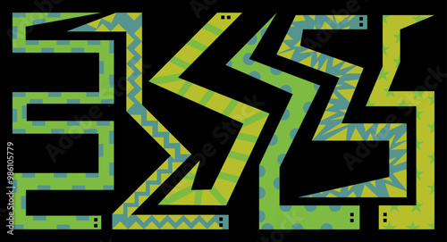 Collection of geometric colorful snakes. Different shapes. Vector set