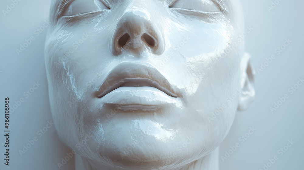 A white face with a white nose and lips A white face with a white nose and lips