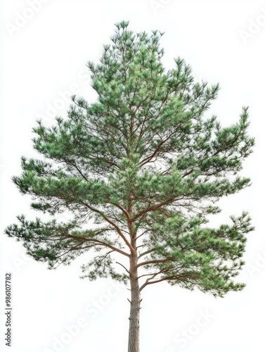 Pine tree on the white background