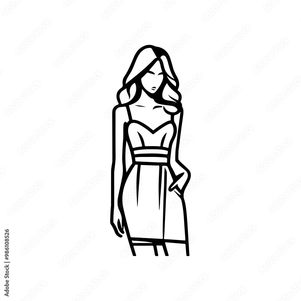 model logo sign with line sharp woman modern style and star vector art design. Vector beautiful woman silhouette series, minimalism. Young women, ladies, brides or fashion models in evening dresses. model logo sign with line sharp woman modern style and star vector art design. Vector beautiful woman silhouette series, minimalism. Young women, ladies, brides or fashion models in evening dresses.