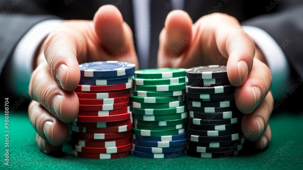 A close-up of hands holding poker chips in various colors, symbolizing strategy and excitement in gambling and casino games. A close-up of hands holding poker chips in various colors, symbolizing strategy and excitement in gambling and casino games.