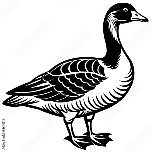 A Goose Stands silhouette vector illustration