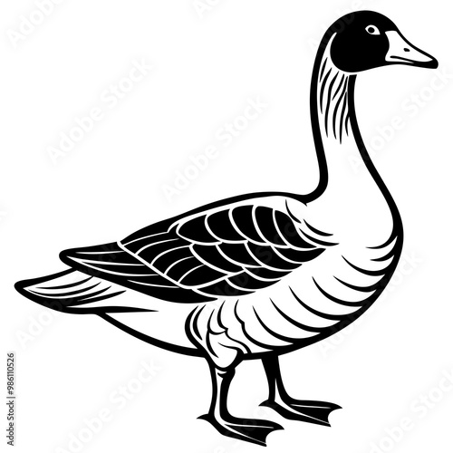 A Goose Stands silhouette vector illustration