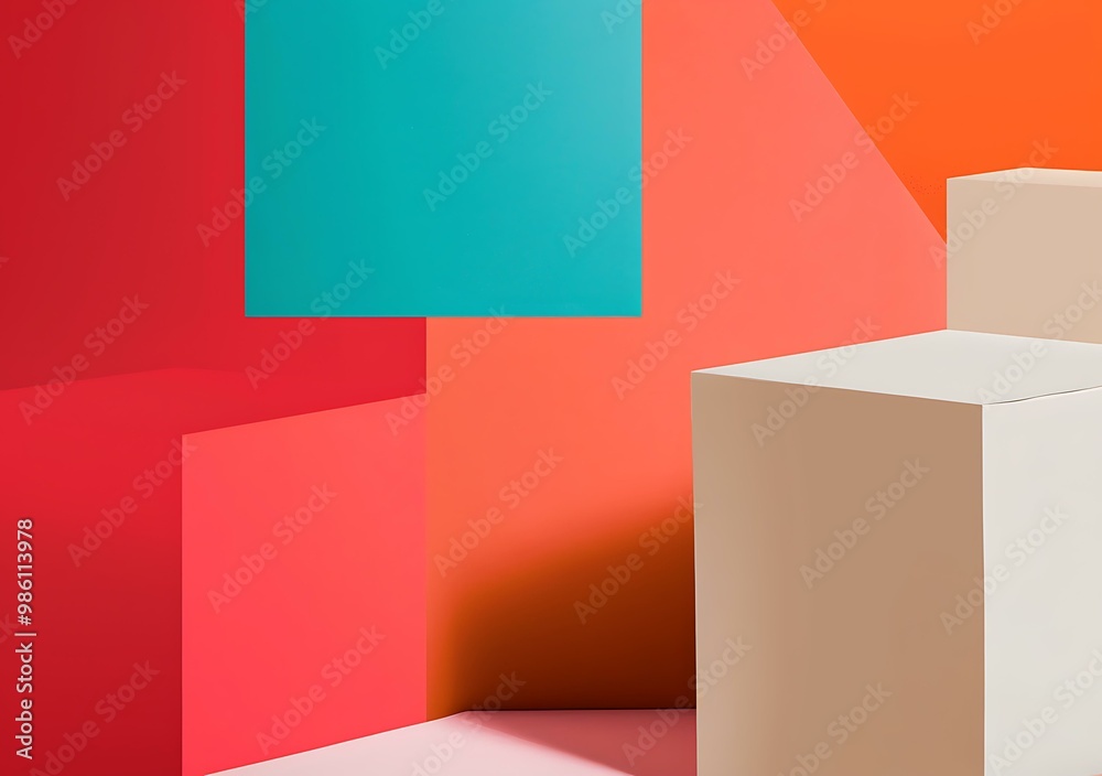 Abstract Colorful Background with White Cubes Abstract Colorful Background with White Cubes