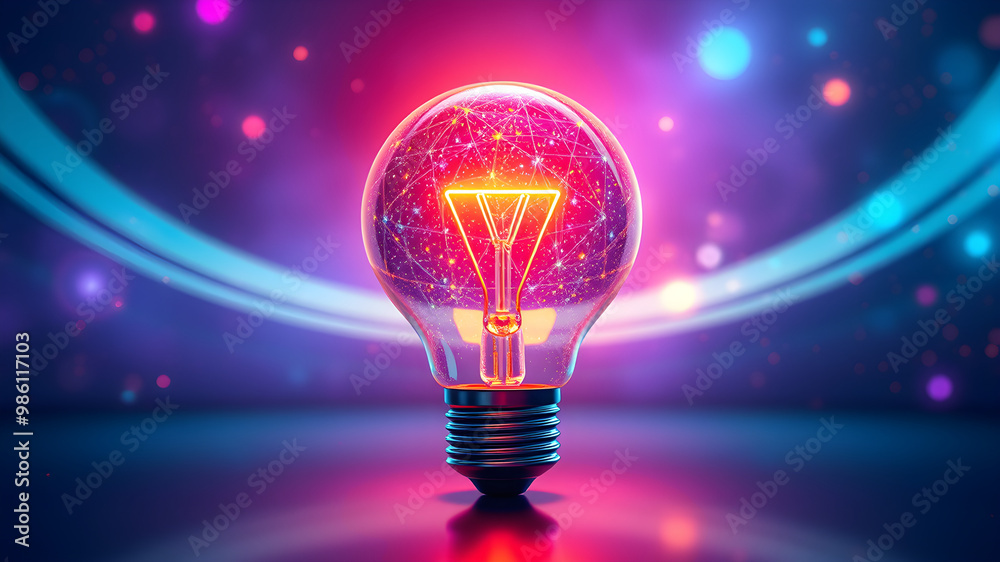 Cutting Edge Digital Light Bulb Emitting Vibrant Colors Blending Advanced Technology and Creativity for an Inviting Atmosphere