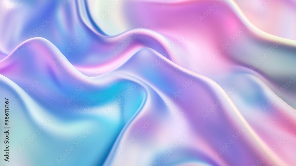 Obraz premium Abstract pastel background of iridescent, flowing, fabric-like material.