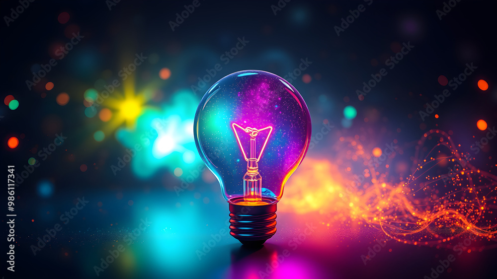 Cutting Edge Digital Light Bulb Emitting Vibrant Colors Blending Advanced Technology and Creativity for an Inviting Atmosphere