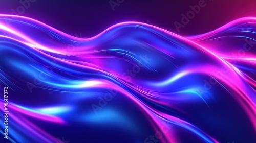 Wallpaper Mural Abstract blue and pink neon light waves on a dark background. Torontodigital.ca