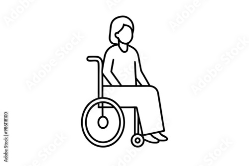 People on a wheelchair Silhouette vector illustration on white background. Vector silhouette.